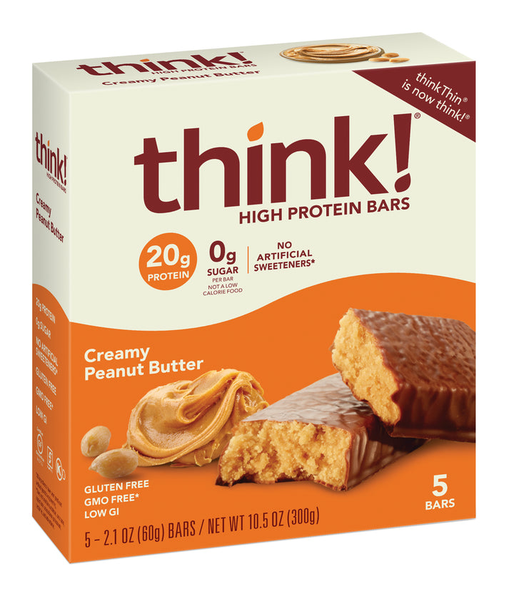 Thinkthin High Protein Creamy Peanut Butter Bars-10.5 oz.-6/Box-4/Case