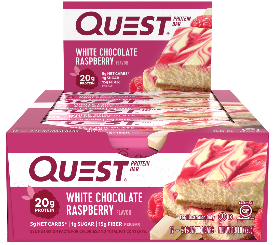 Quest White Chocolate Raspberry Bar-2.12 oz.-12/Box-12/Case