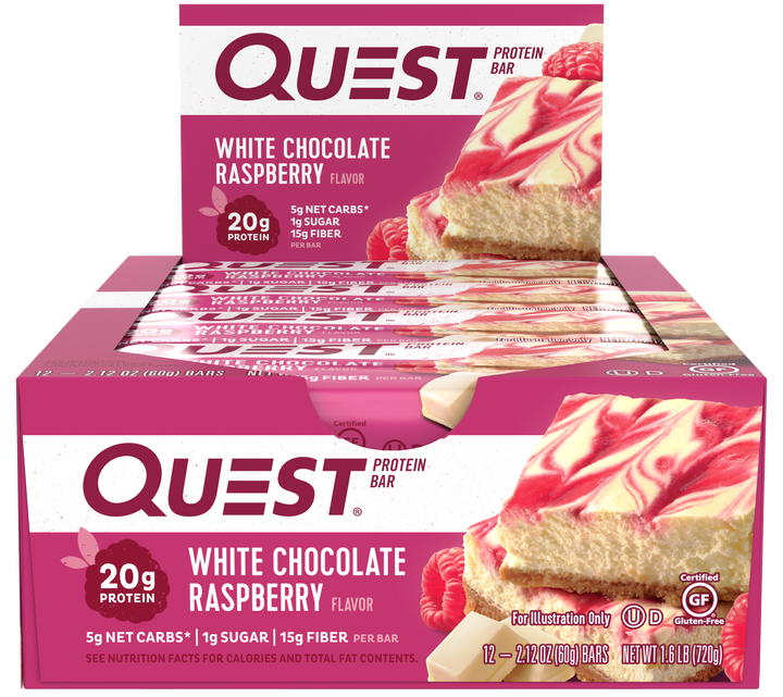 Quest White Chocolate Raspberry Bar-2.12 oz.-12/Box-12/Case
