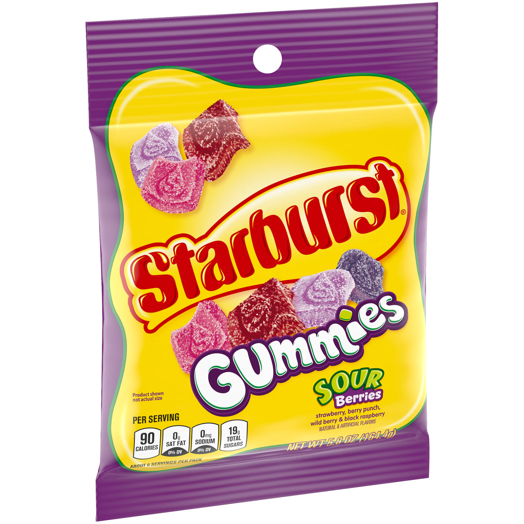 Starburst Sour Berries Gummies Peg Bag-5.8 oz.-12/Case