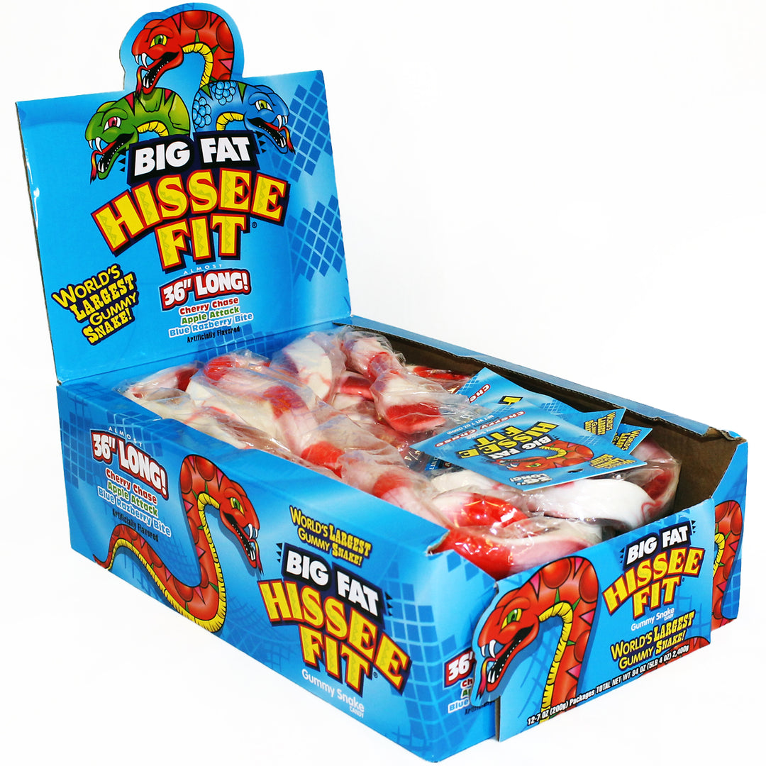 Big Fat Hisse Fit Snake Gummy Candy Display Carton-7 oz.-12/Box-6/Case