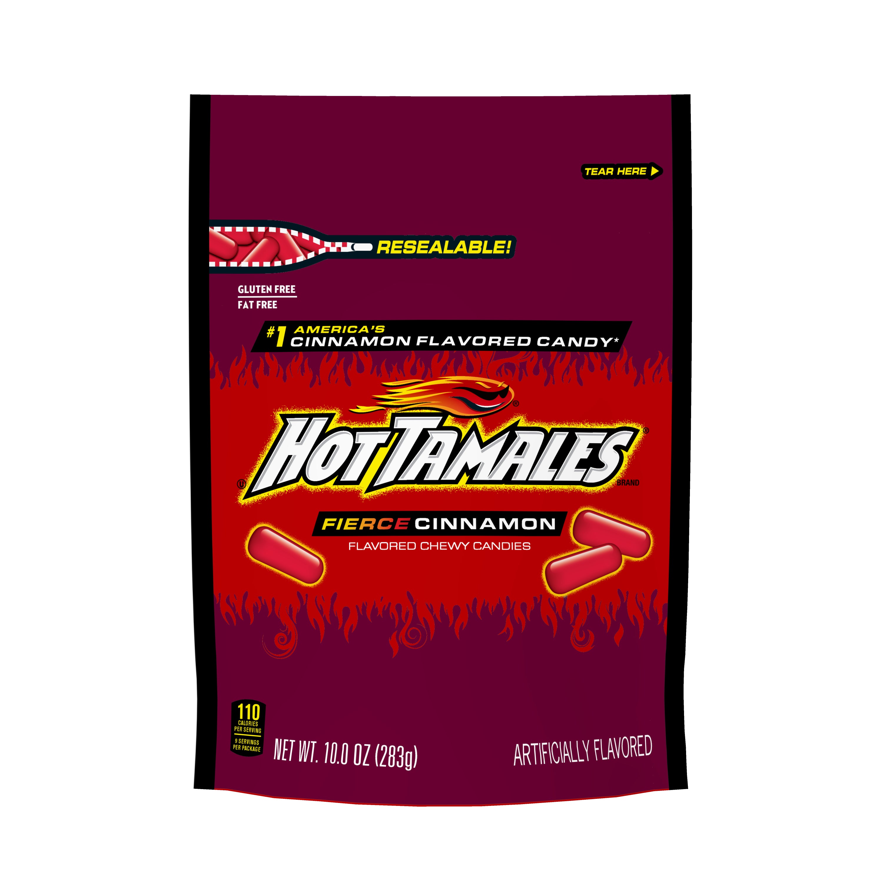 Hot Tamales Fierce Cinnamon Stand Up Bag-10 oz.-8/Case MPN