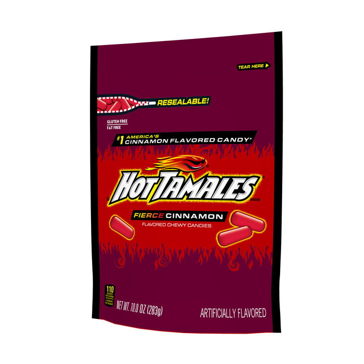 Hot Tamales Fierce Cinnamon Stand Up Bag-10 oz.-8/Case