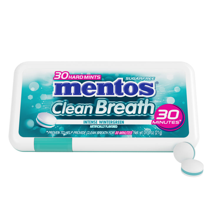 Mentos Hard Mints Clean Breath Wintergreen-0.74 oz.-12/Box-12/Case