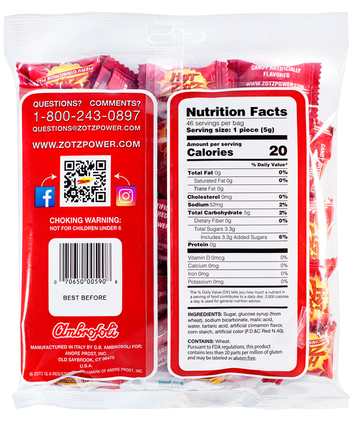 Hot Zotz Cinnamon Fizz Candy-46 Piece-12/Case