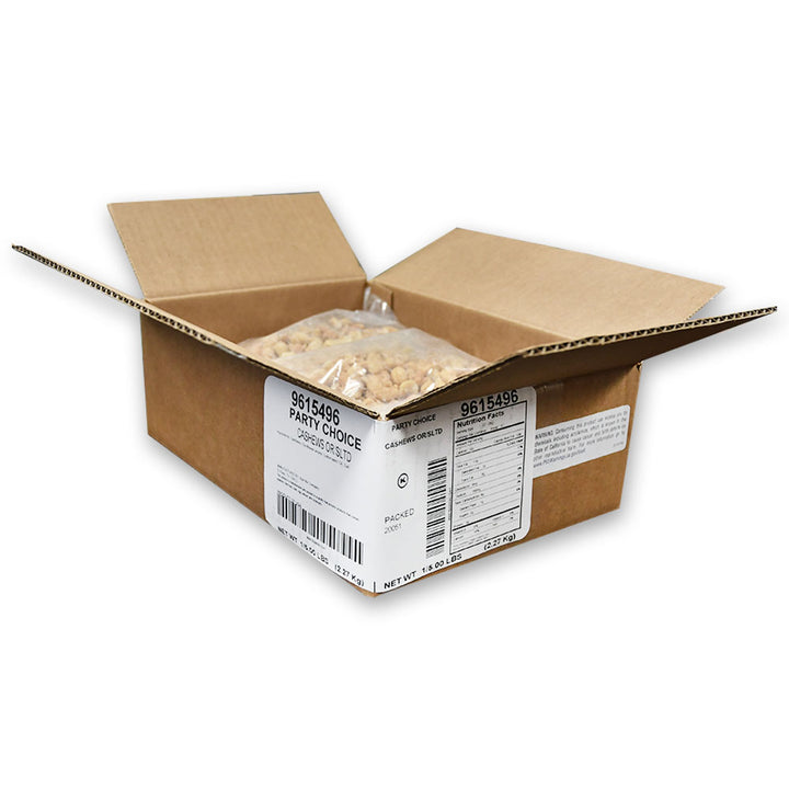 Party Choice Cashew Bakers Select Whole Oil Roasted Salted 320 Count-5 lb.-1/Case
