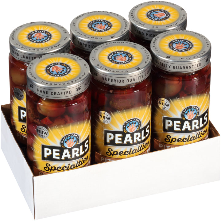 Pearls Pitted Medley Greek Olives Jar-6.3 oz.-6/Case