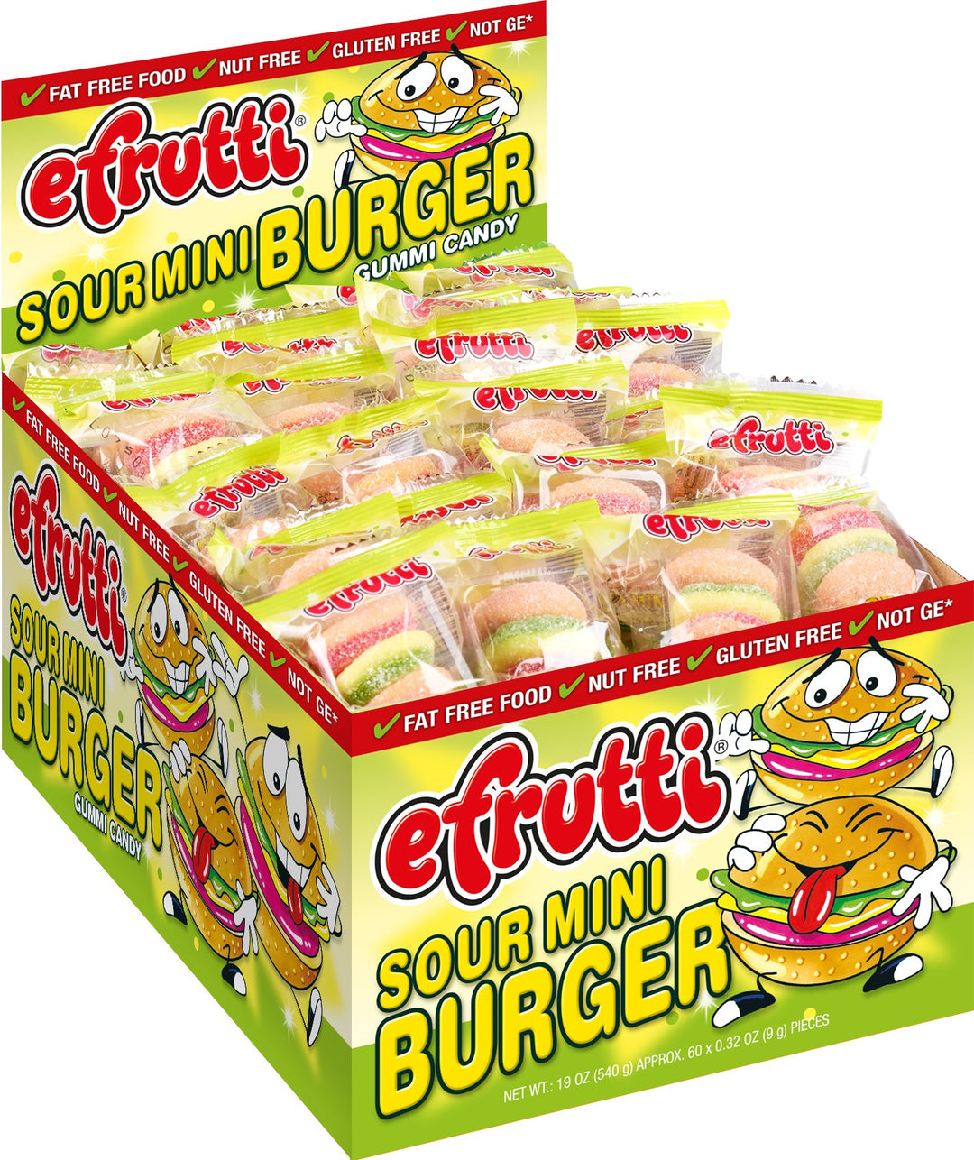 Efrutti Sour Mini Burger-0.32 oz.-60/Box-8/Case
