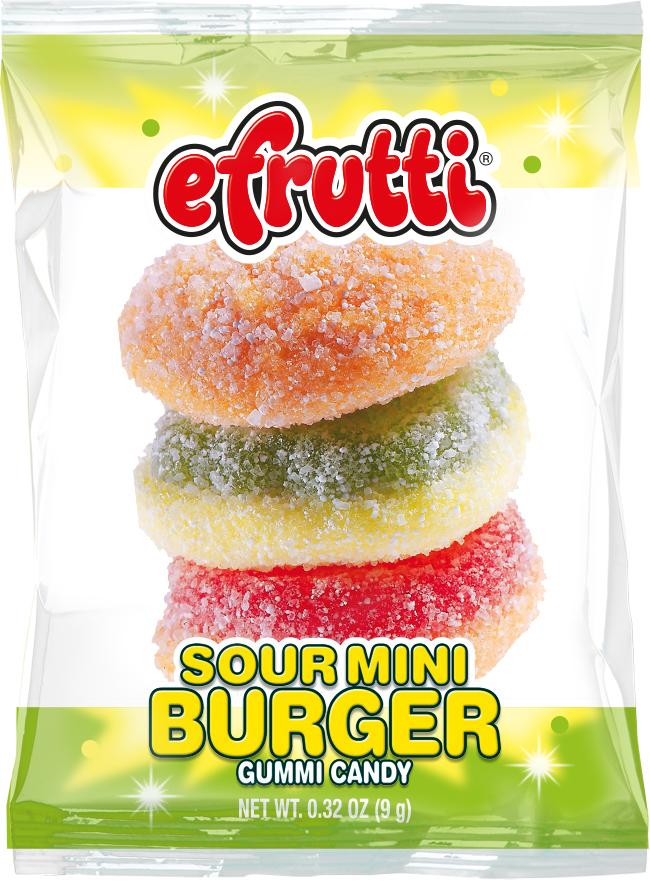 Efrutti Sour Mini Burger-0.32 oz.-60/Box-8/Case
