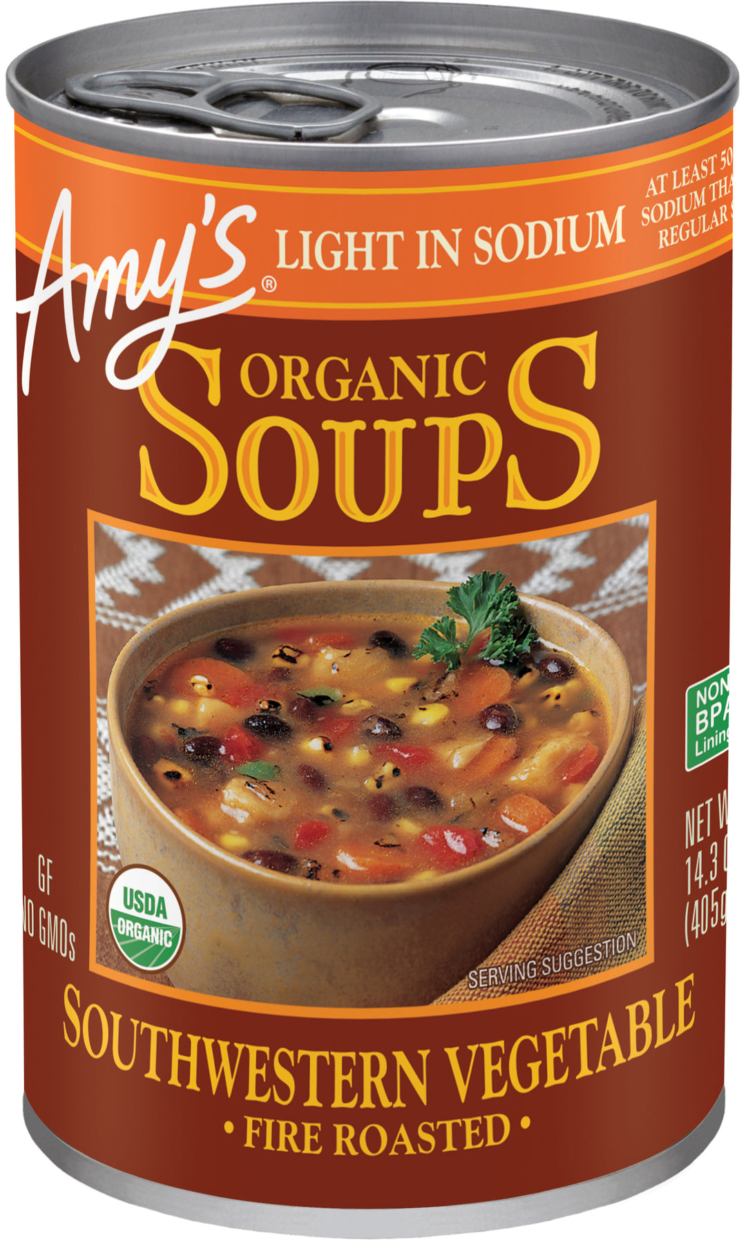 Amy's Organic Fire Roasted Southwestern Vegetable Soup-14.3 oz.-12/Case