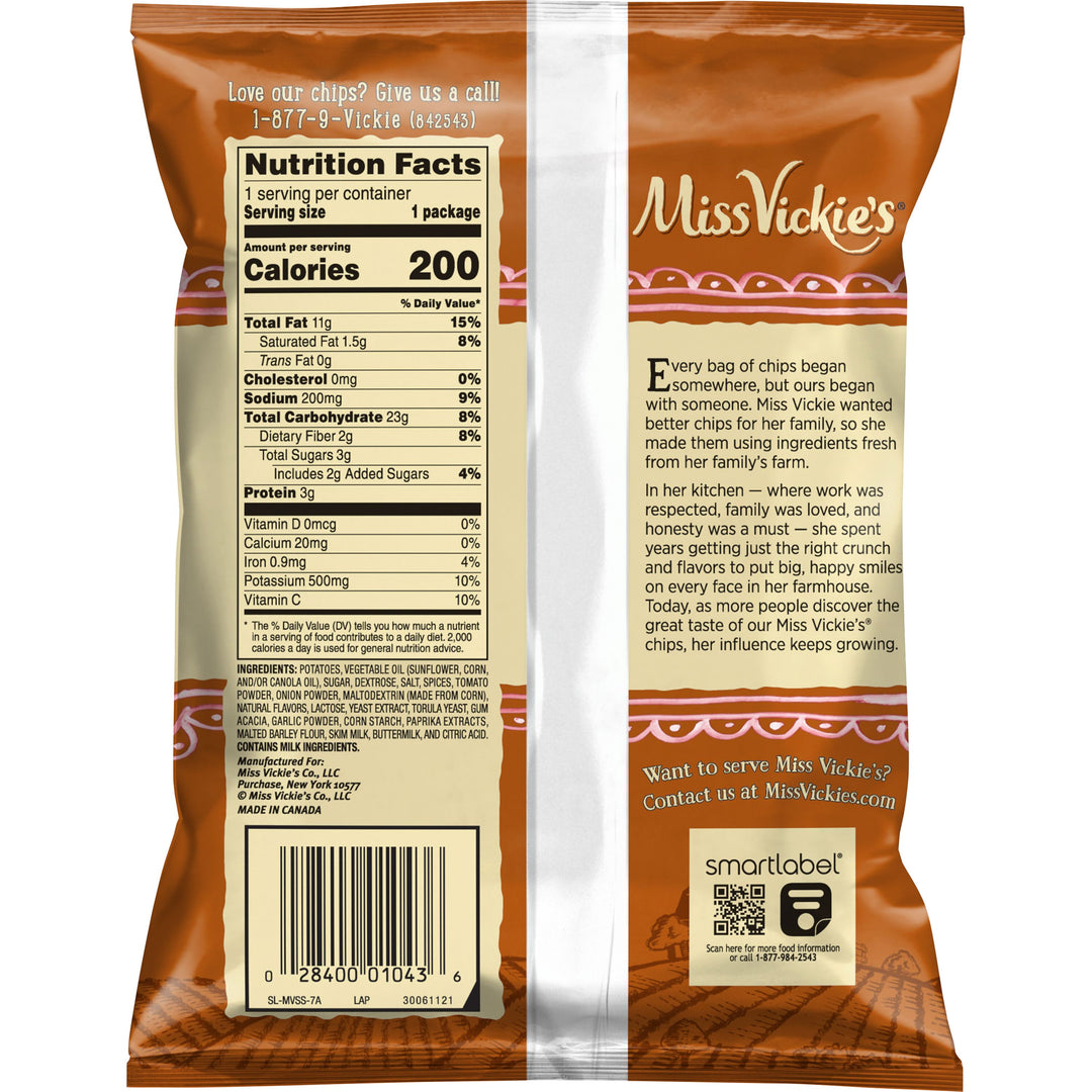 Miss Vickie's Smokehouse Bbq Kettle Cooked Potato Chips-1.375 oz.-64/Case