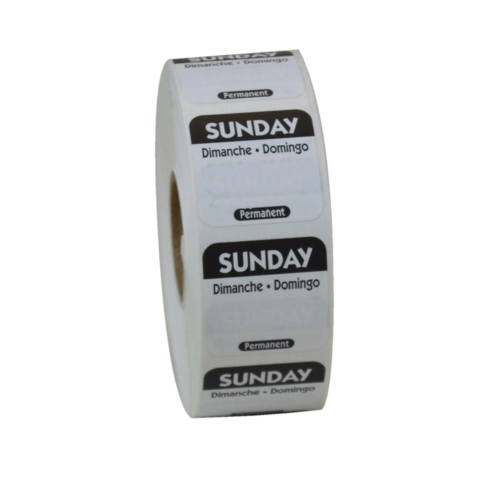 National Checking 1 Inch X 1 Inch Trilingual Black Sunday Permanent Label-1000 Each