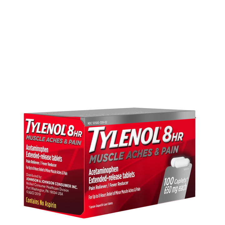 Tylenol 8 Hour Caplets-100 Count-3/Box-16/Case