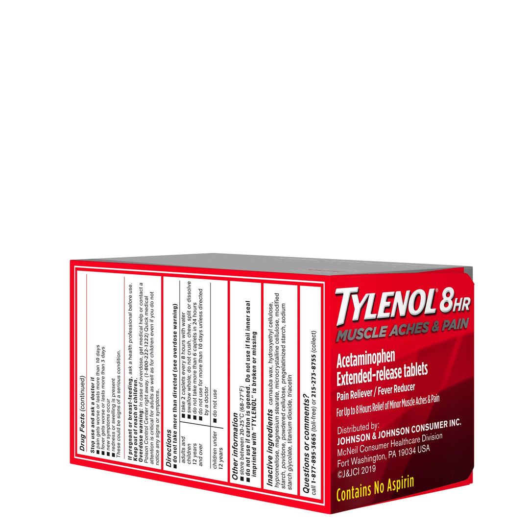 Tylenol 8 Hour Caplets-100 Count-3/Box-16/Case