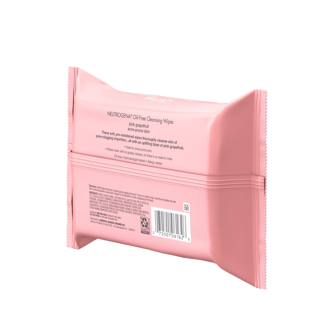 Neutrogena Oil-Free Cleansing Wipes Pink Grapefruit Acne-Prone Skin 6/25 Cnt.