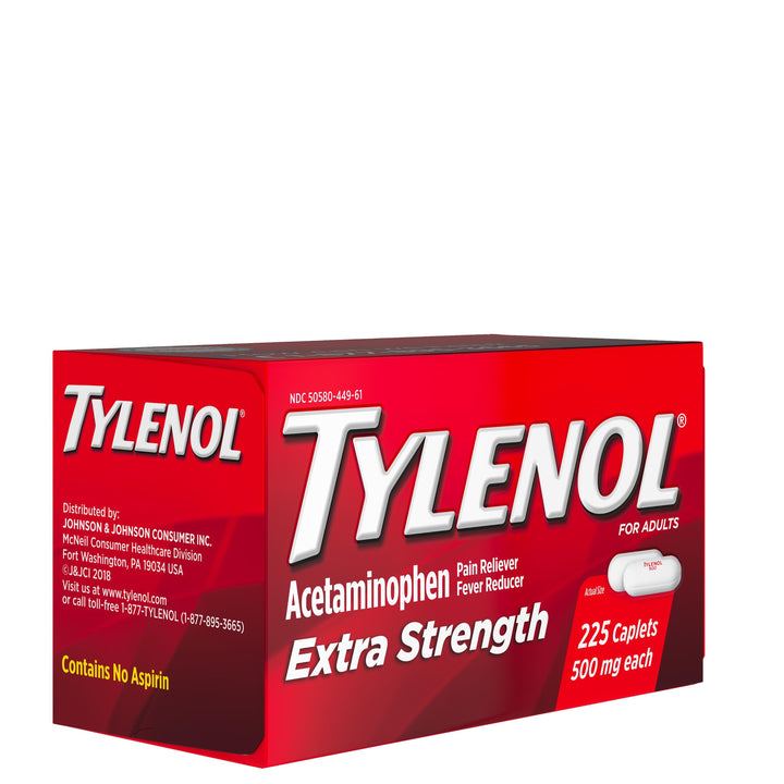 Tylenol Extra Strength 500 Mg Acetaminophen Caplets-225 Count-3/Box-8/Case