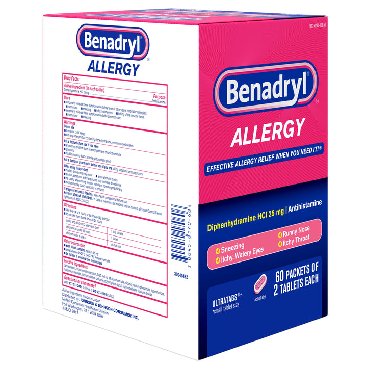 Benadryl Ultratab Allergy Antihistamine Tablets-120 Count-12/Case