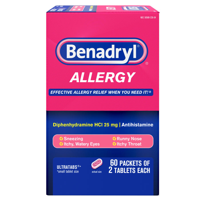 Benadryl Ultratab Allergy Antihistamine Tablets-120 Count-12/Case
