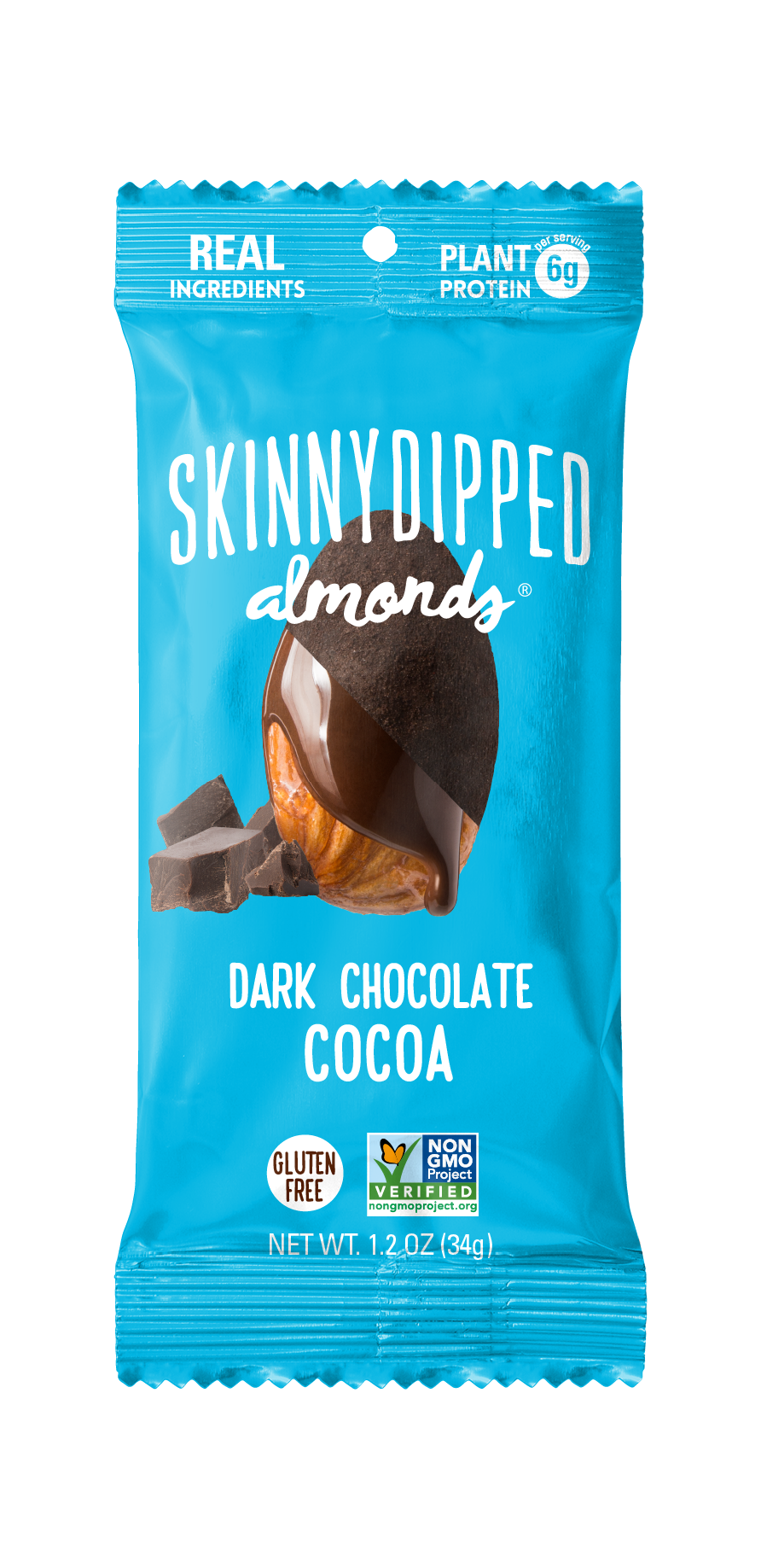 Skinny Dipped Almonds Dark Chocolate Cocoa Almonds Single Serve Packets-1.2 oz.-10/Box-4/Case