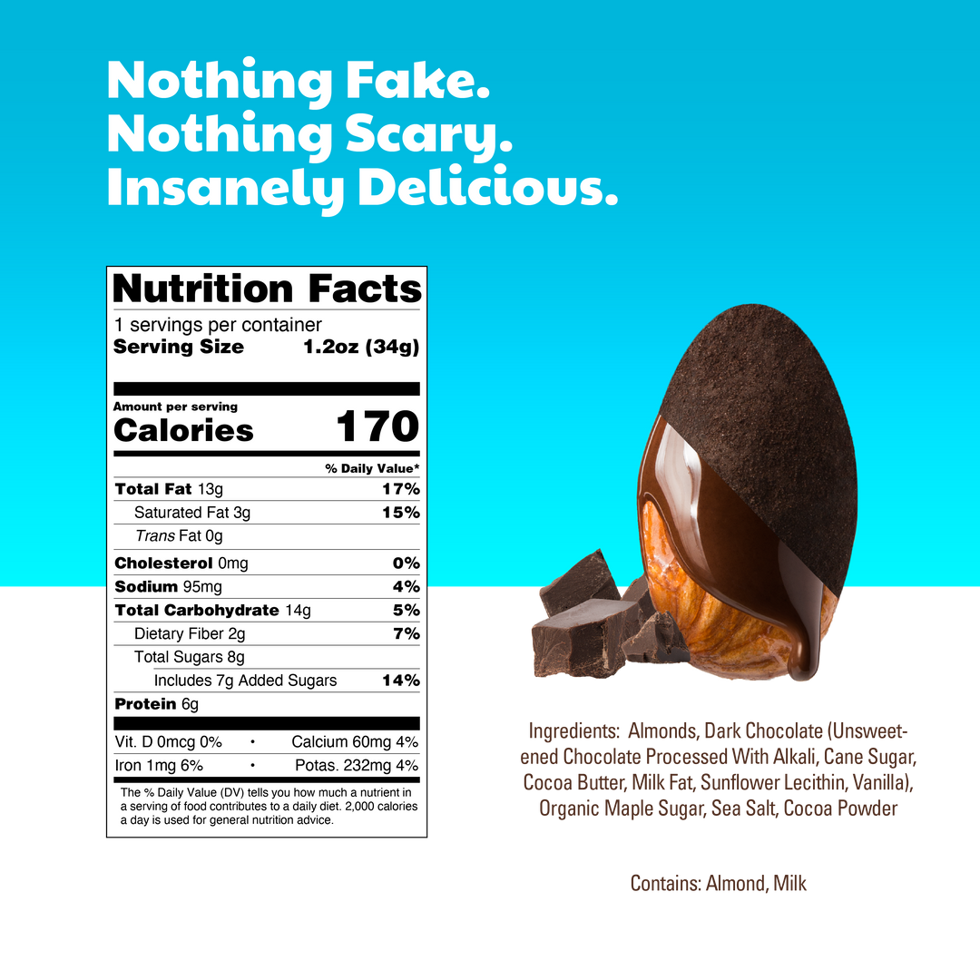Skinny Dipped Almonds Dark Chocolate Cocoa Almonds Single Serve Packets-1.2 oz.-10/Box-4/Case