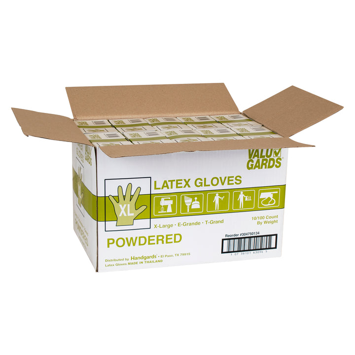 Valugards Latex Powdered Extra Large Glove-100 Each-100/Box-10/Case
