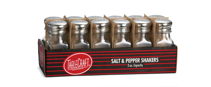 Tablecraft 2 oz. Square Glass Salt And Pepper Shaker-12 Count-4/Case