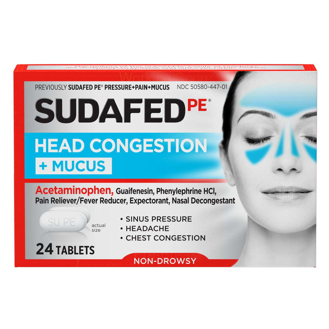 Sudafed Head Congestion Plus Mucus Relief 24 Count Tablets 72/24 Cnt.