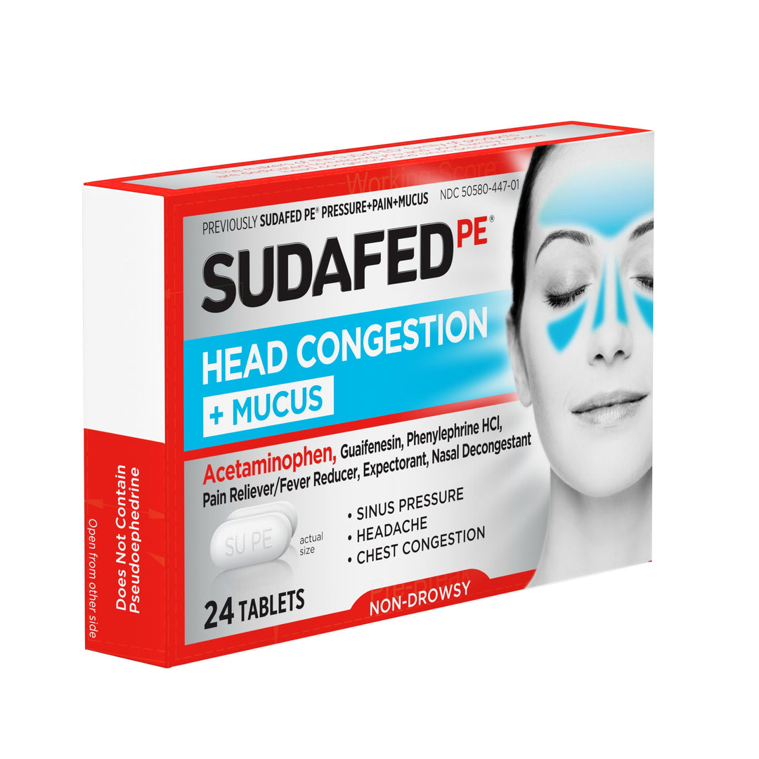 Sudafed Head Congestion Plus Mucus Relief 24 Count Tablets 72/24 Cnt.