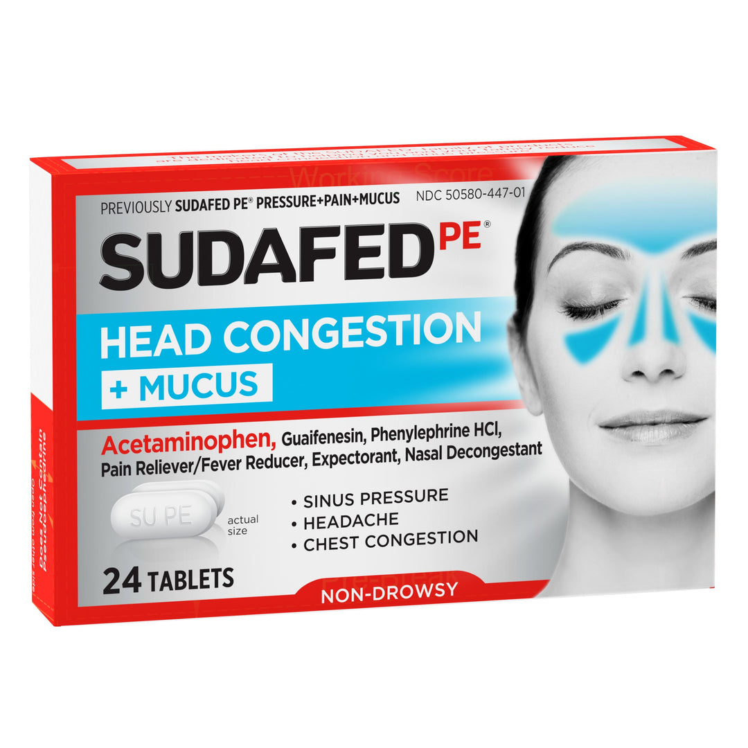 Sudafed Head Congestion Plus Mucus Relief 24 Count Tablets 72/24 Cnt.