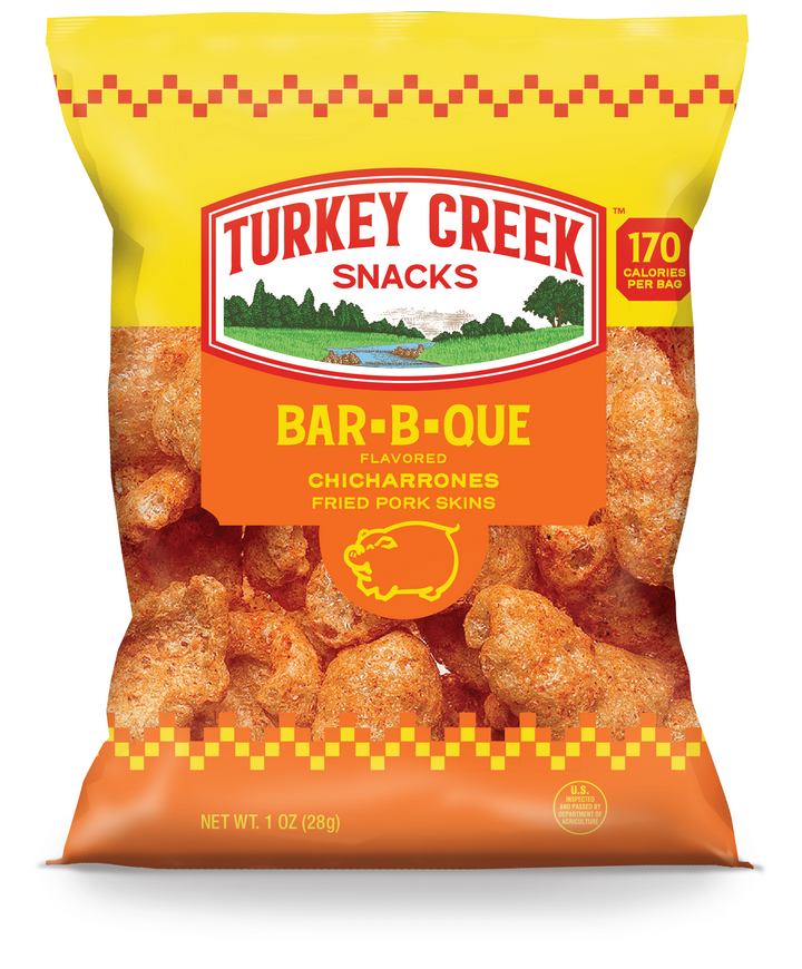Turkey Creek Box Of Bbq Pork Skins-1 oz.-48/Case