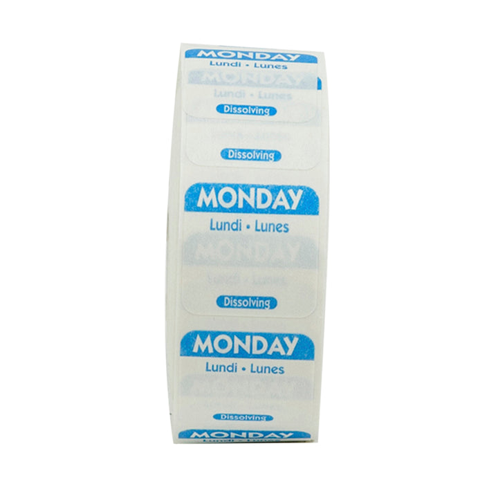 National Checking 1 Inch X 1 Inch Trilingual Blue Monday Dissolvable Label-1000 Each