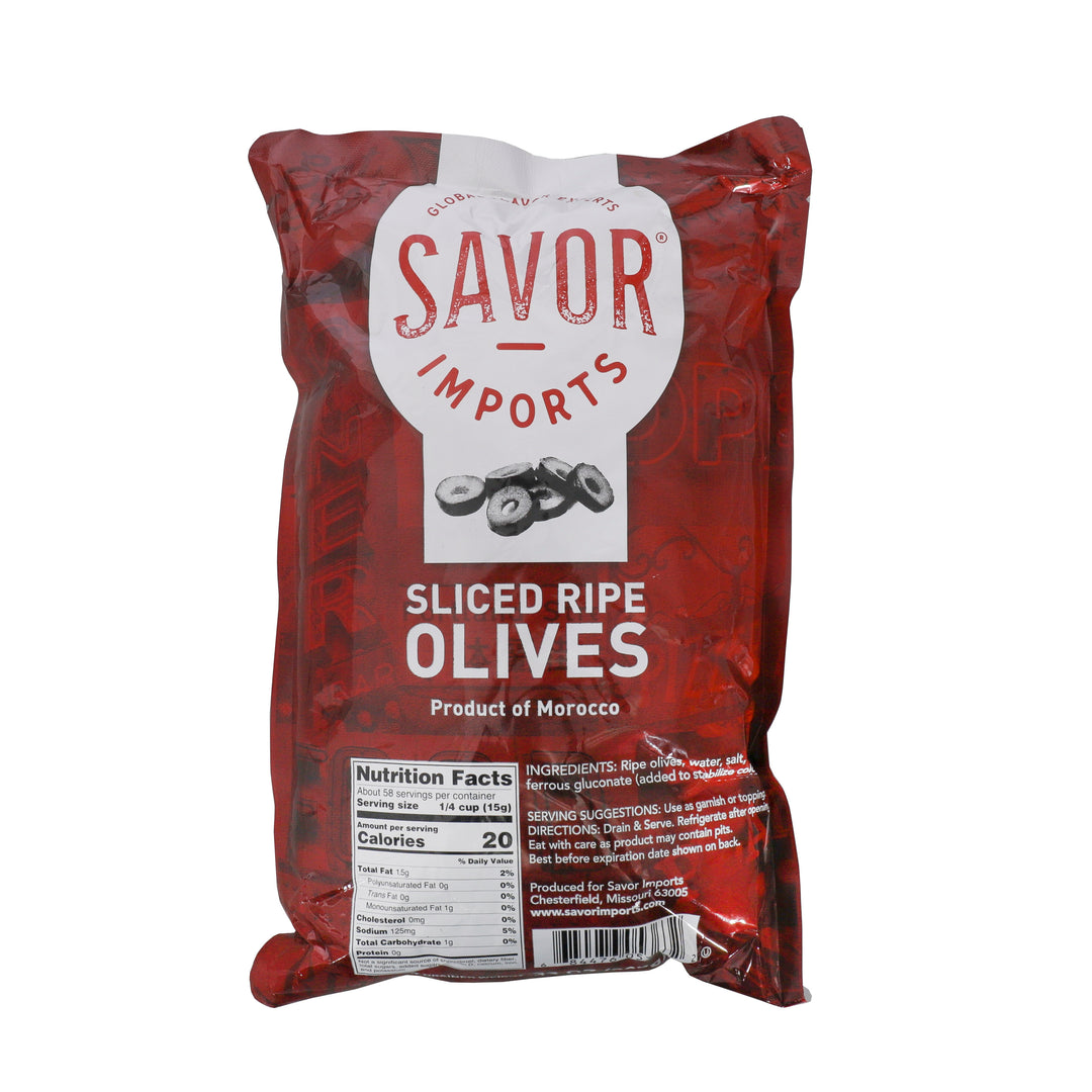 Savor Imports Sliced Ripe Olives Bag-33 oz.-10/Case