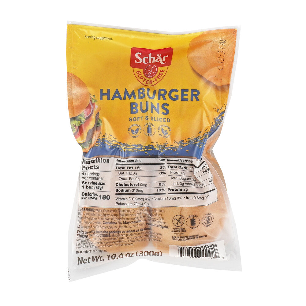 Schar Gluten Free Hamburger Buns-10.6 oz.-4/Case