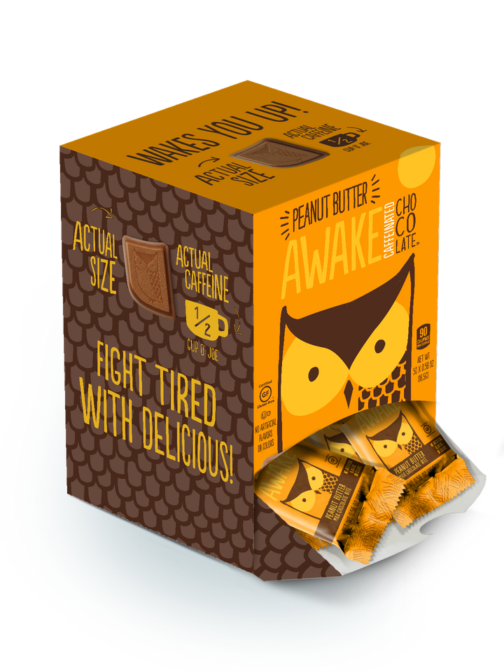 Awake Chocolate Caffeinated Peanut Butter & Chocolate Bites-0.48 oz.-50/Box-6/Case