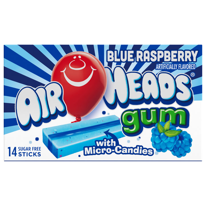 Airheads Sugar Free Blue Raspberry Gum-14 Piece-12/Box-12/Case