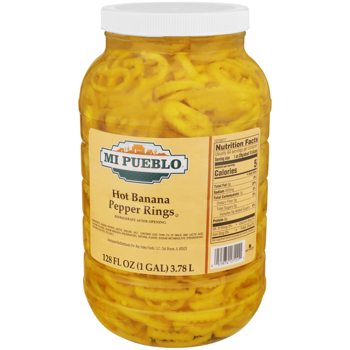 Mi Pueblo Banana Pepper Rings Hot High Defect-1 Gallon-4/Case