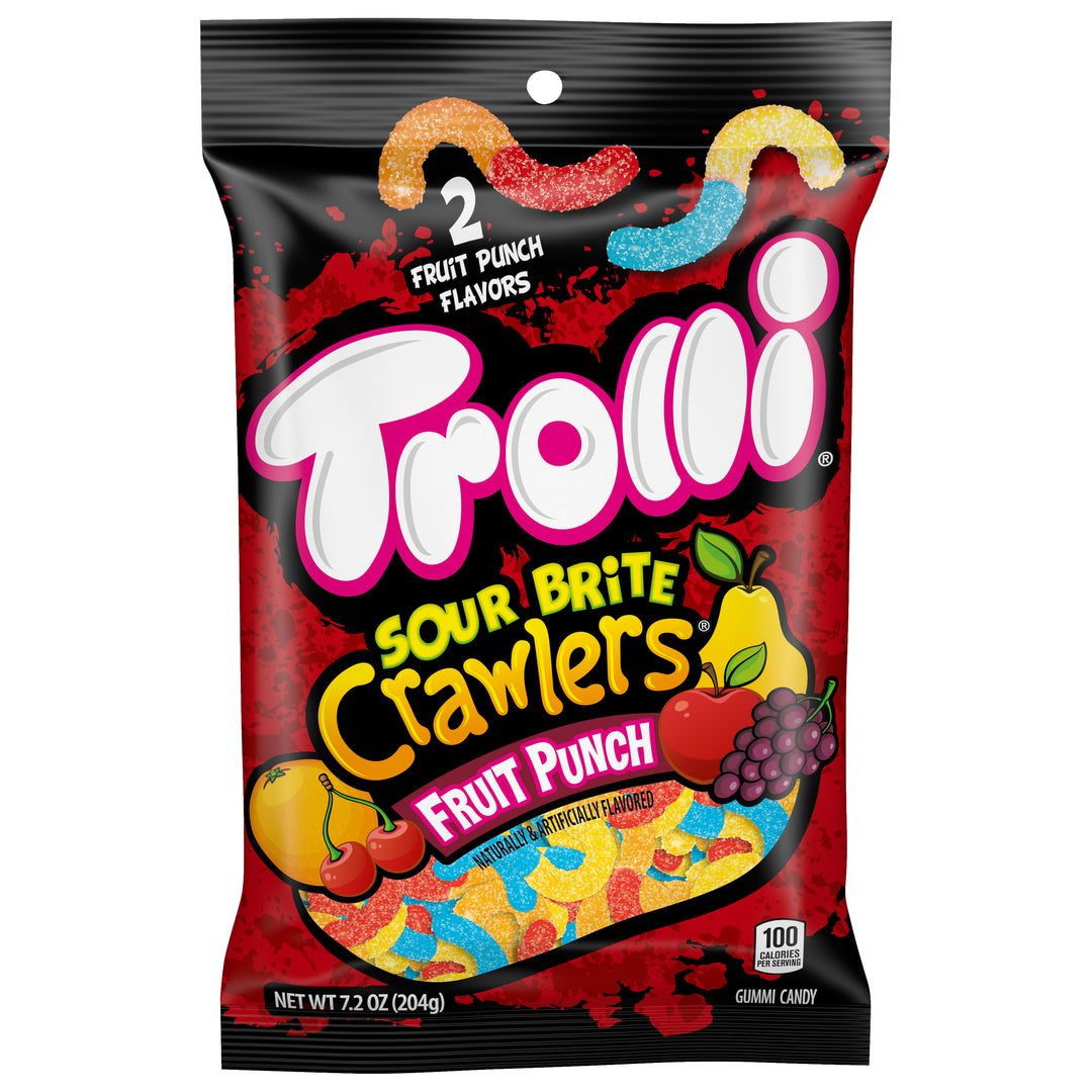 Trolli Fruit Punch Sour Bite Crawlers Gummy Candy-7.2 oz.-8/Case