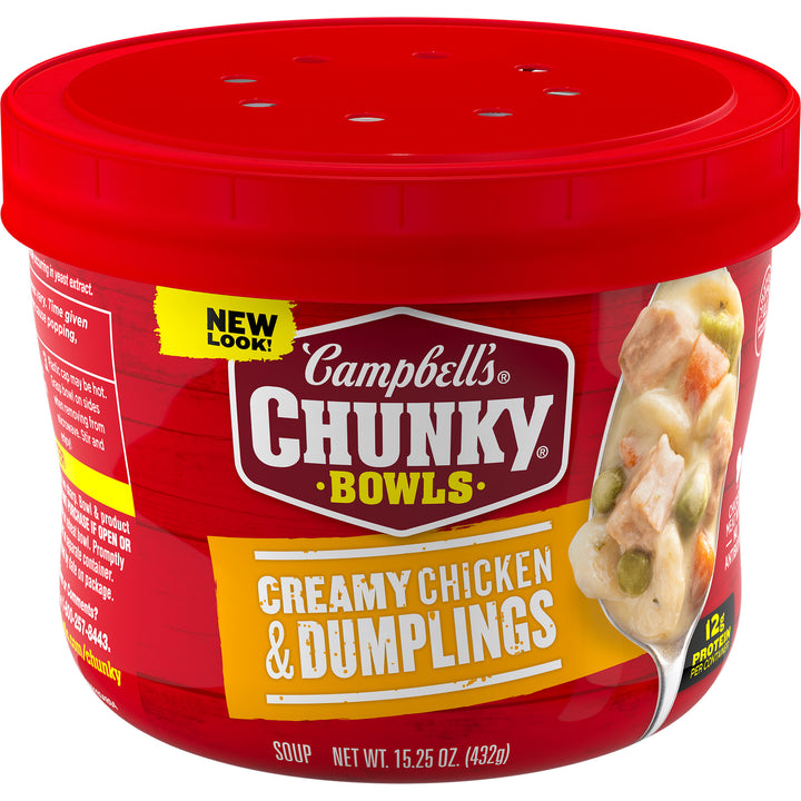 Campbell's Soup Chunky Chicken & Dumplings Microwaveable Soup-15.25 oz.-8/Case