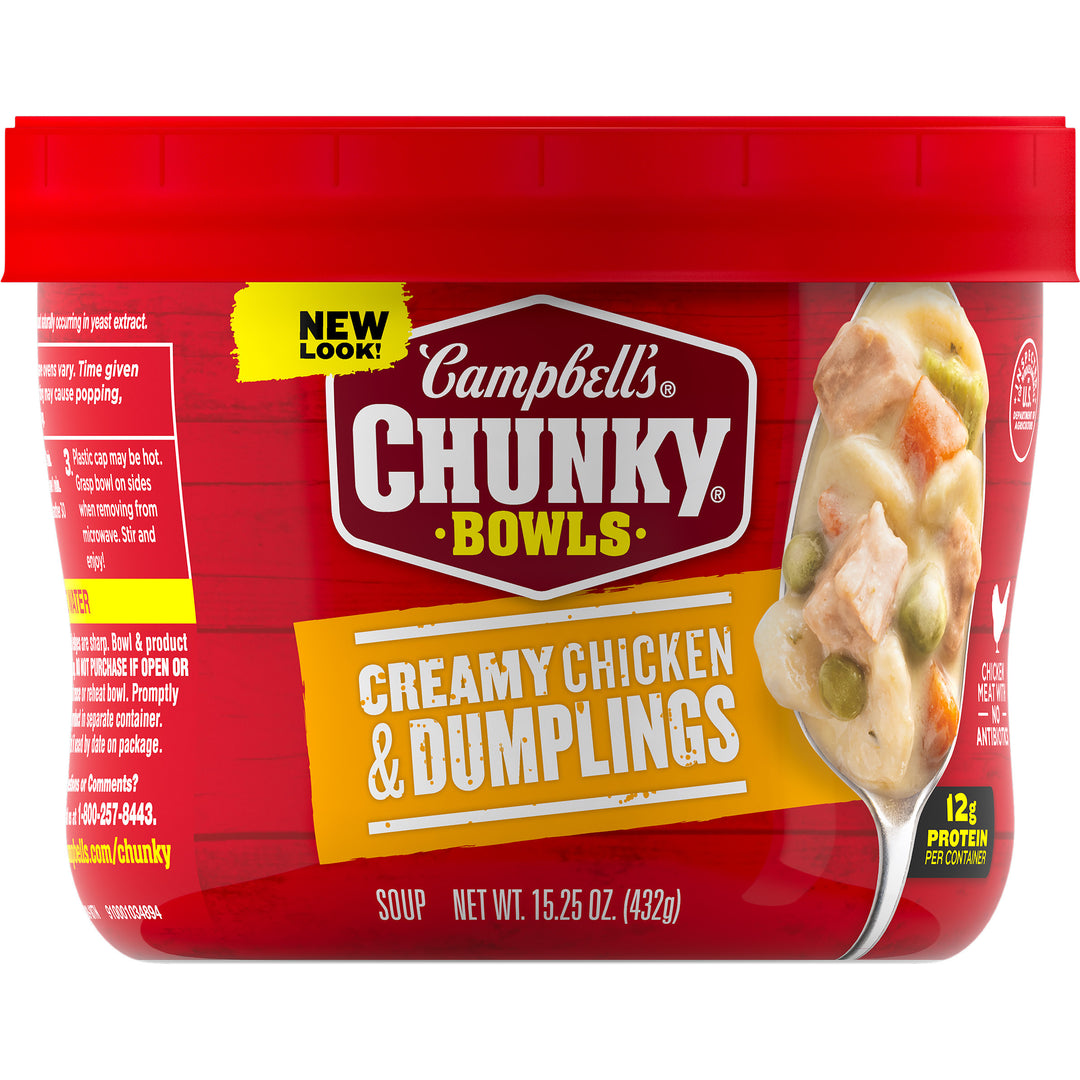 Campbell's Soup Chunky Chicken & Dumplings Microwaveable Soup-15.25 oz.-8/Case