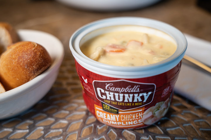 Campbell's Soup Chunky Chicken & Dumplings Microwaveable Soup-15.25 oz.-8/Case