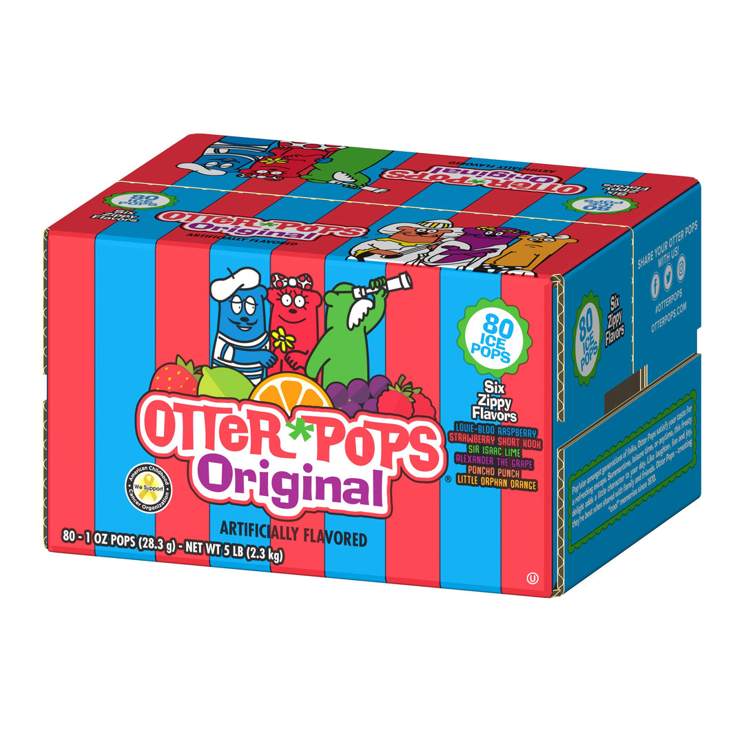 Otter Pops Raspberry-Strawberry-Lime-Grape-Punch-& Orange Ice Pops-1 oz.