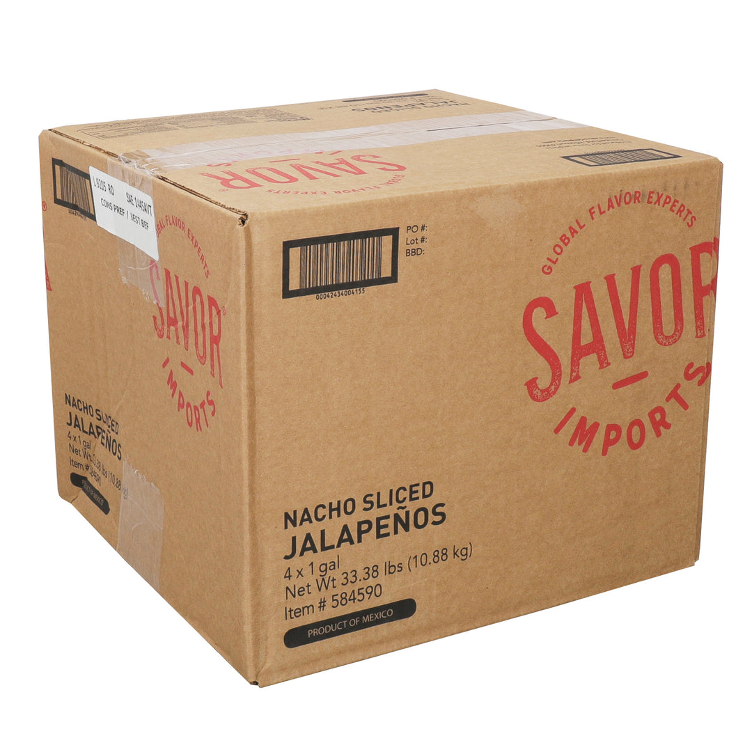 Savor Imports Nacho Sliced Green Jalapeno Peppers-1 Gallon-4/Case