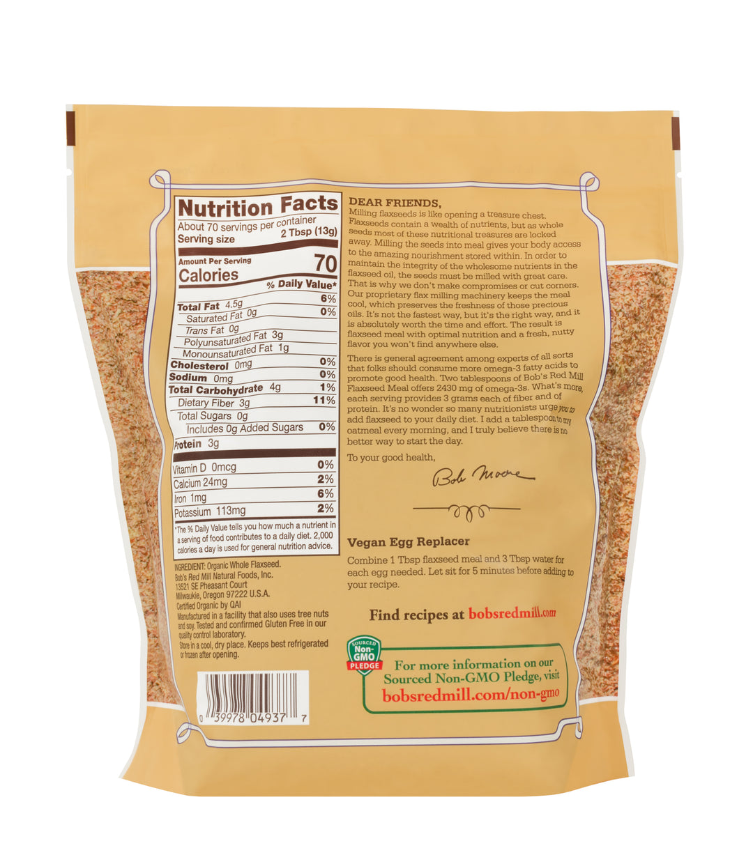 Bob's Red Mill Natural Foods Inc Organic Brown Flaxseed Meal-32 oz.-4/Case