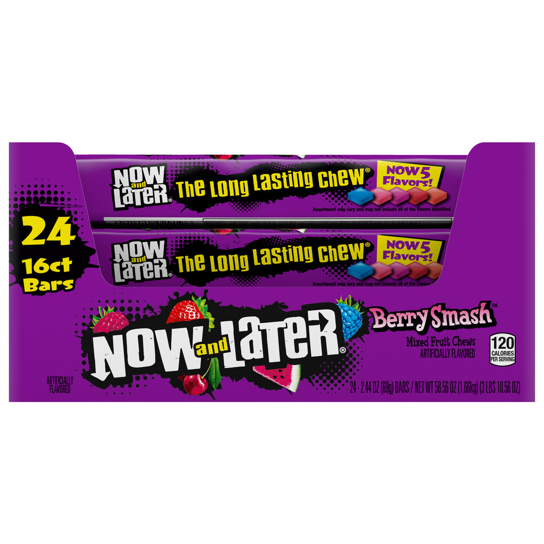 Now & Later Berry Smash Bar Pack-2.44 oz.-24/Box-12/Case