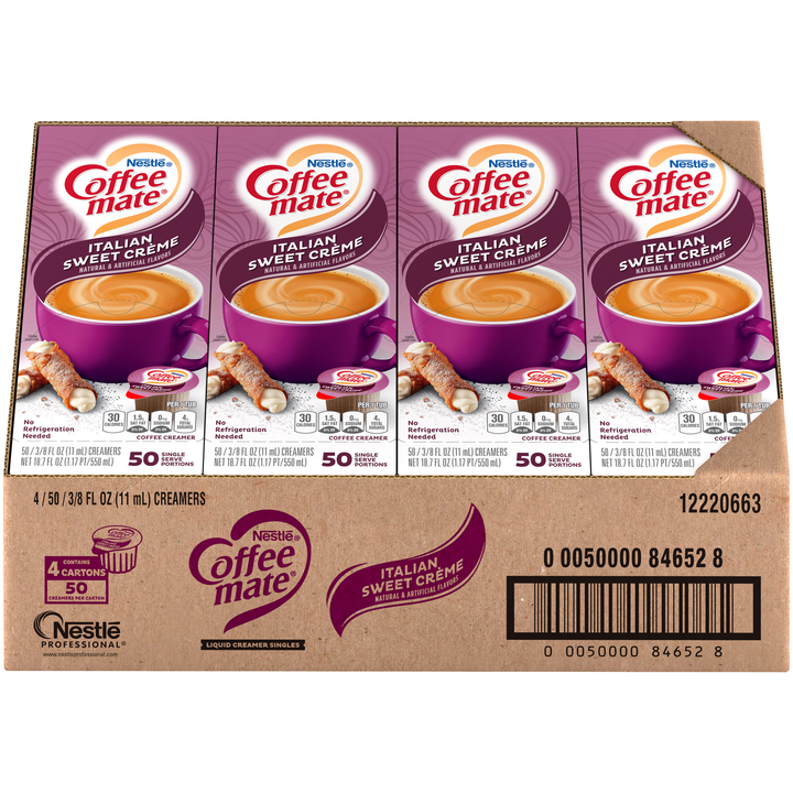 Coffee Mate Italian Sweet Creme Flavor Liquid Creamer Singles-18.7 fl oz.-4/Case