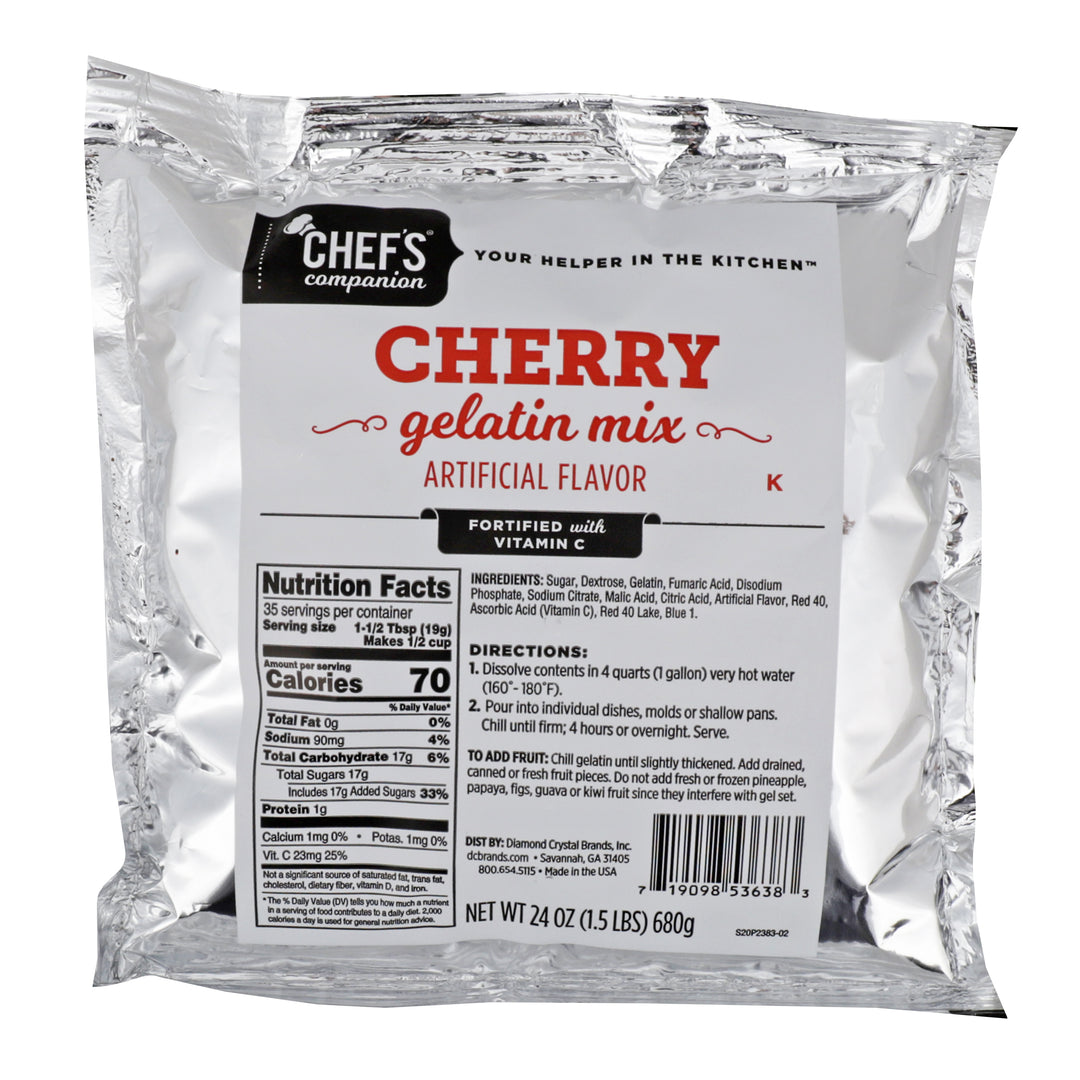Chefs Companion Cherry Flavored Gelatin Mix-24 oz.-12/Case