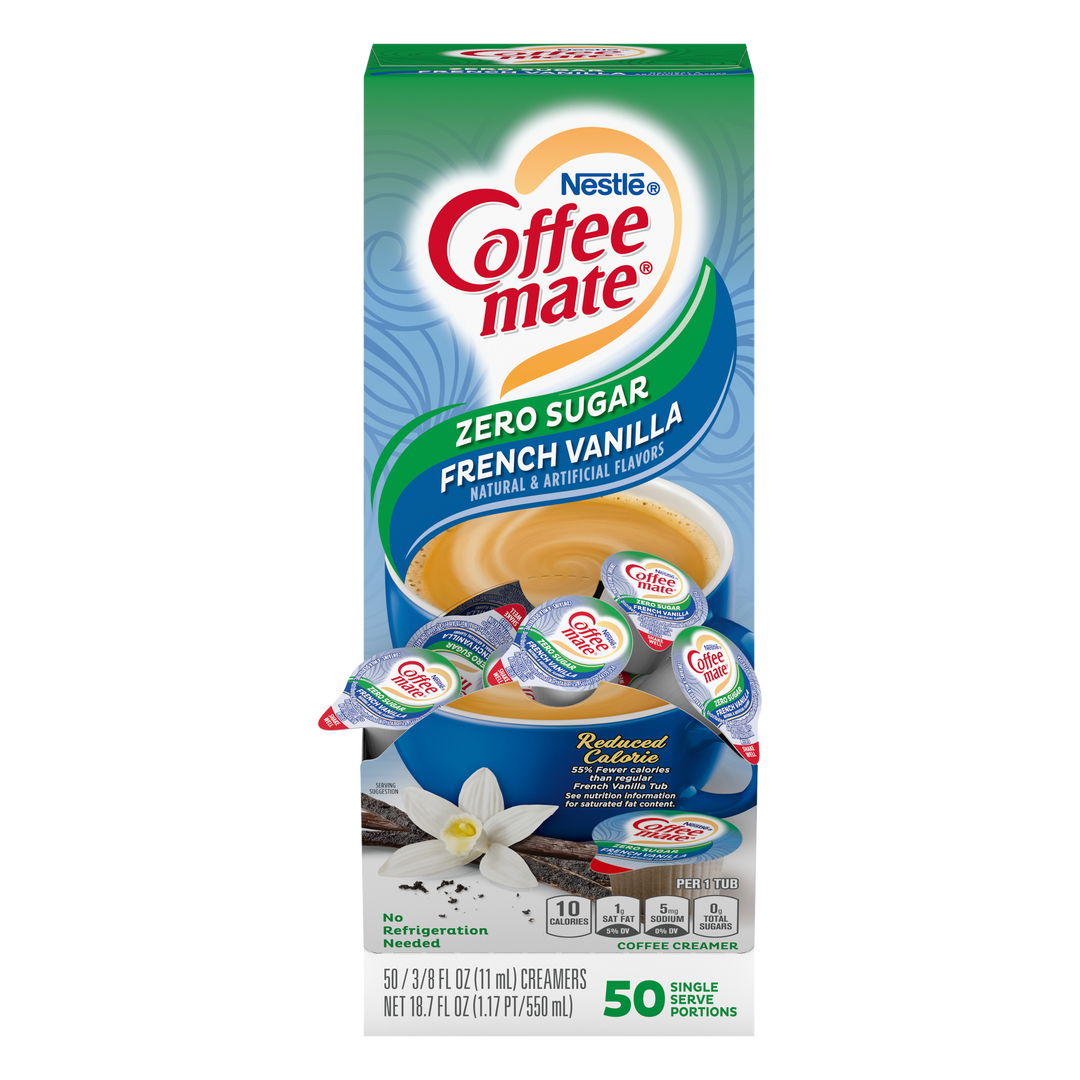 Coffee-Mate Sugar Free French Vanilla Single Serve Liquid Creamer-18.7 fl oz.s-4/Case