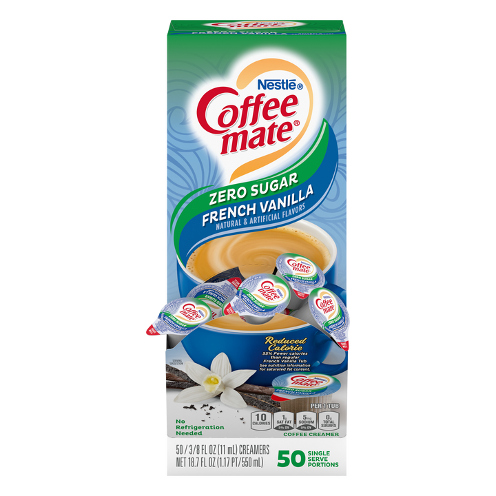 Coffee-Mate Sugar Free French Vanilla Single Serve Liquid Creamer-18.7 fl oz.s-4/Case