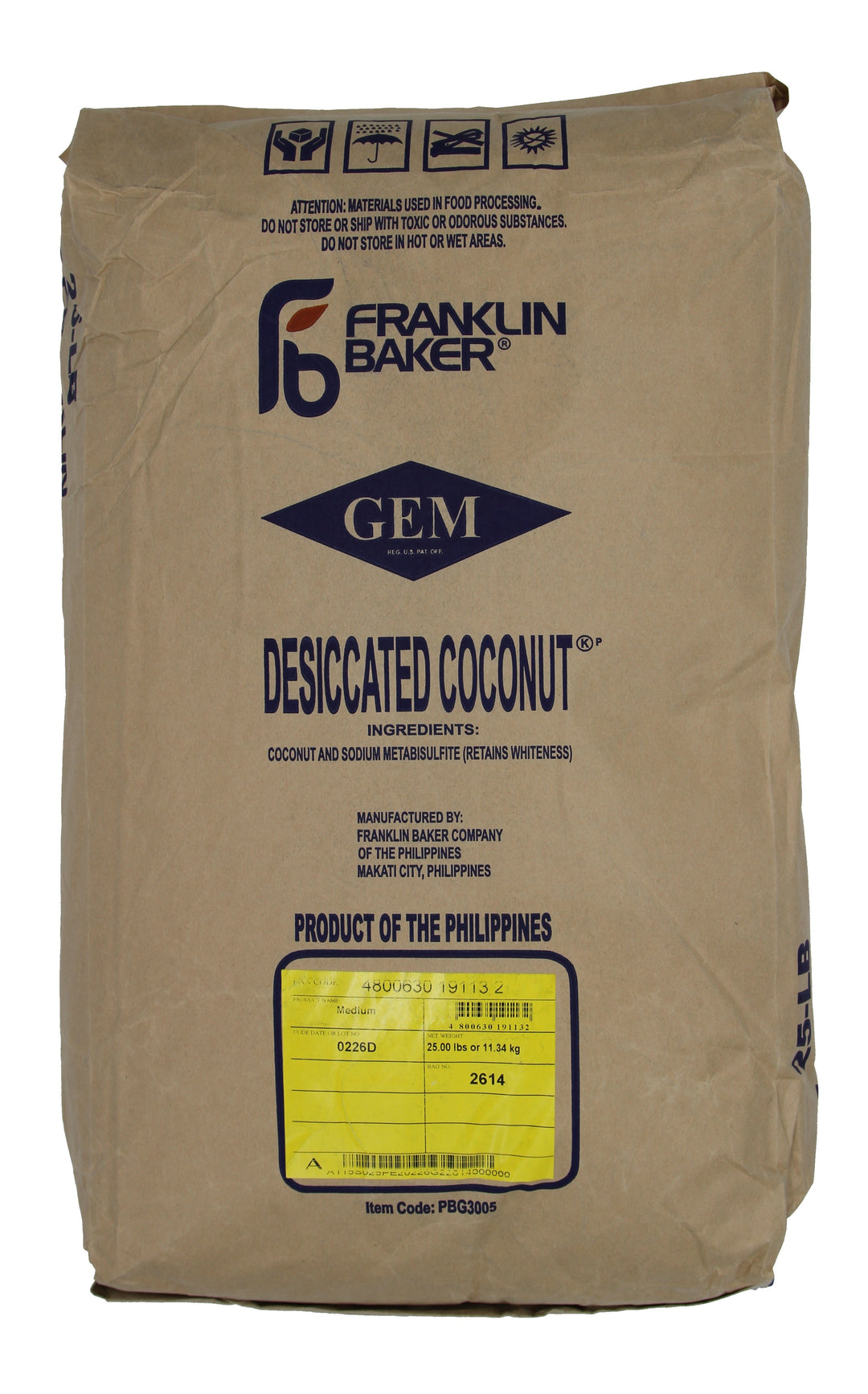 Marx Brothers Desiccated Medium Shredded Coconut-25 lb.