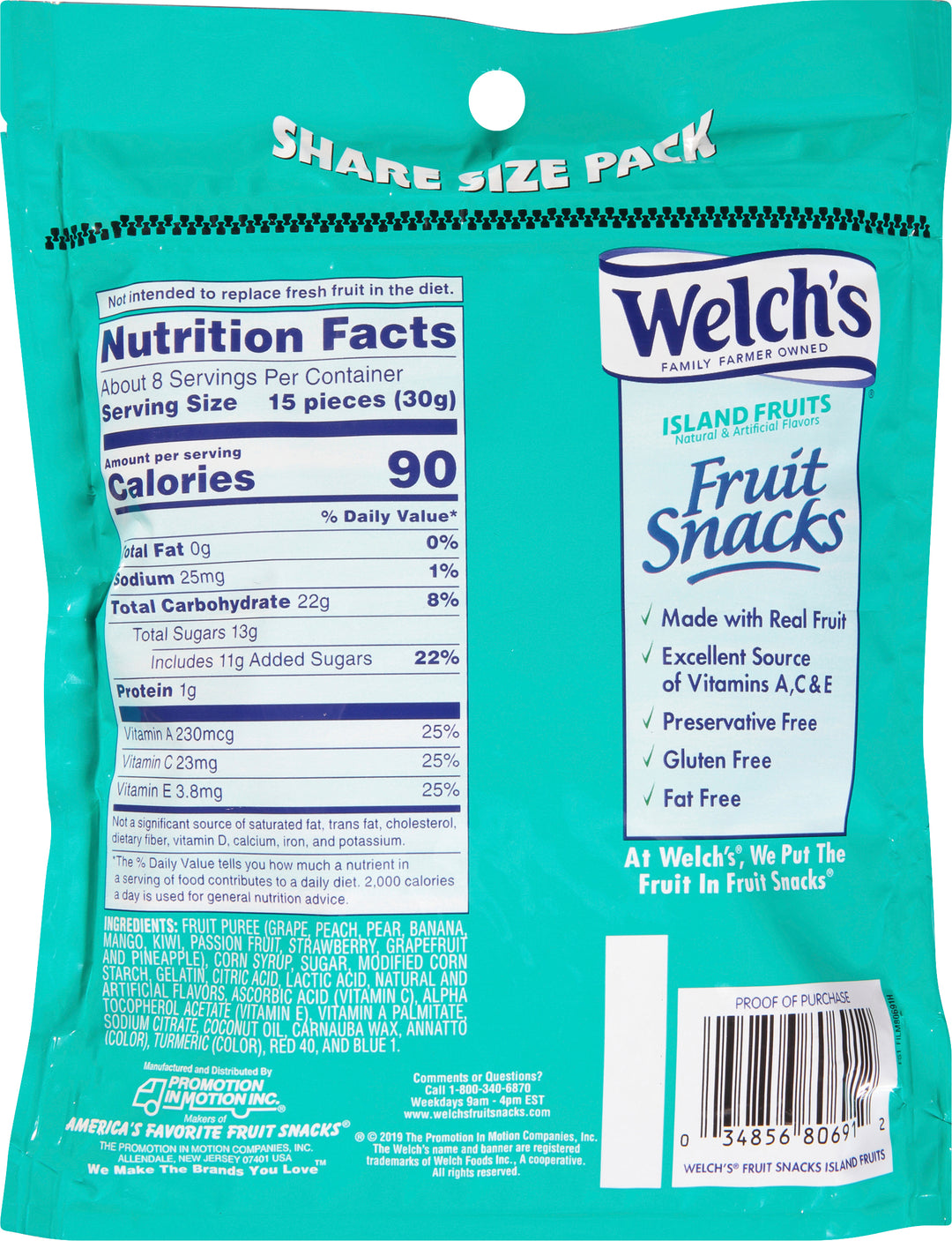 Welch's Island Fruit Resealable Fruit Snack-8 oz.-9/Case